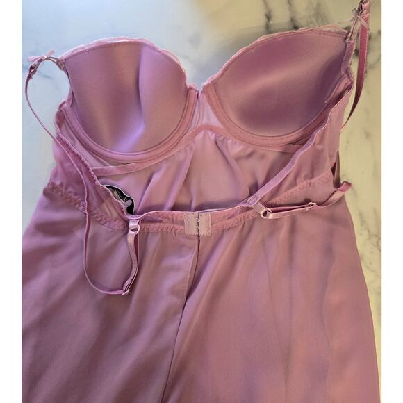 Vintage Y2K Slip Dress Nighty Babydoll Cami Robe Large Lavender Sheer Ruffle - Picture 8 of 13